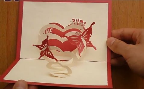 Cách làm thiệp 3D valentine đính trái tim và cánh bướm