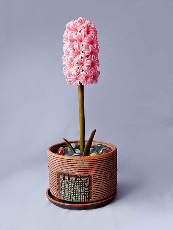 Cách làm chậu hoa dạ lan hương bằng đất sét Nhật 