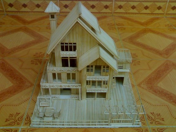 Cách làm ngôi nhà bằng tăm tre tuyệt đẹp