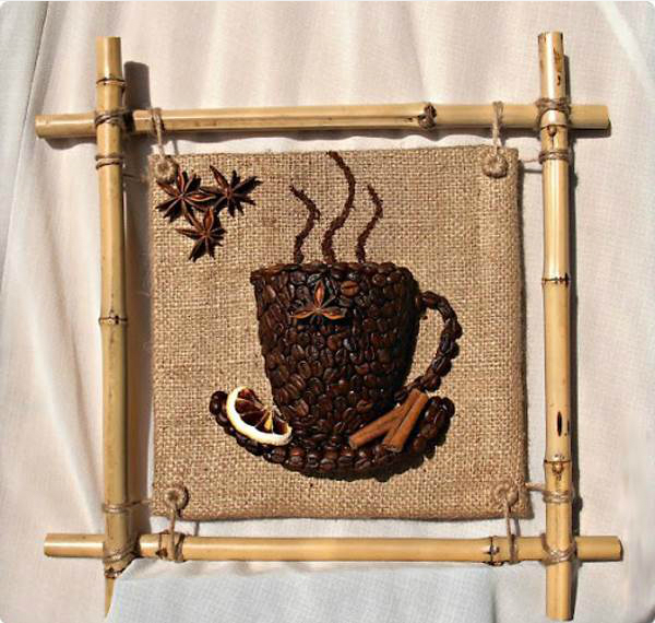 Làm mới không gian nhà bằng tranh 3D sống động làm từ hạt cafe