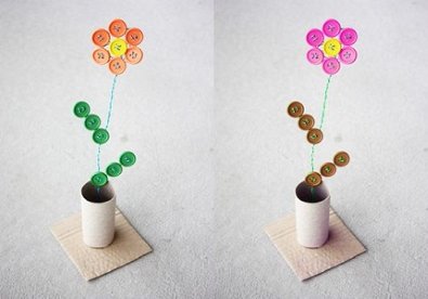 Cách làm bông hoa xinh xắn bằng khuy hình