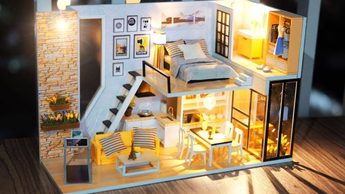 Làm mô hình nhà hạnh phúc DIY với nội thất và đèn LED