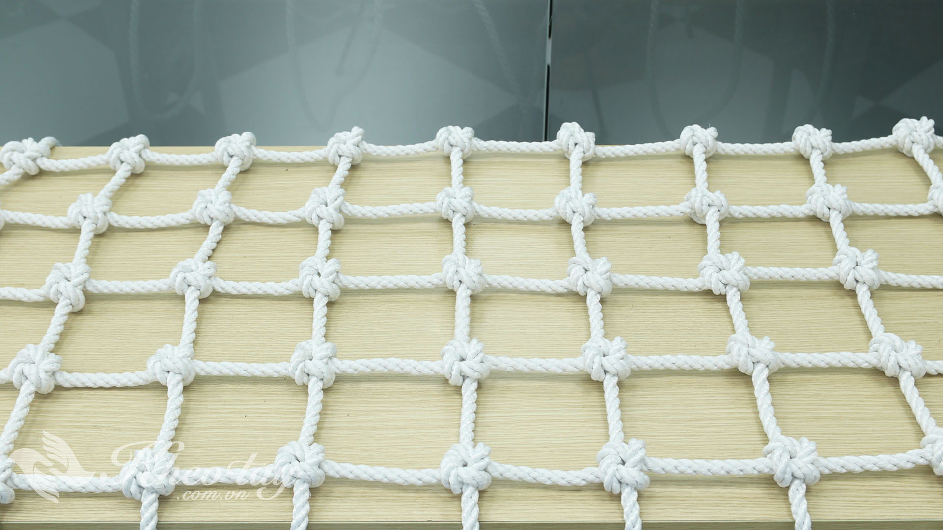 Một mảnh lưới dây thừng trang trí ô mắt lưới hình vuông - Mảnh này thiết kế cho lưới trang trí và an toàn của giường tầng
